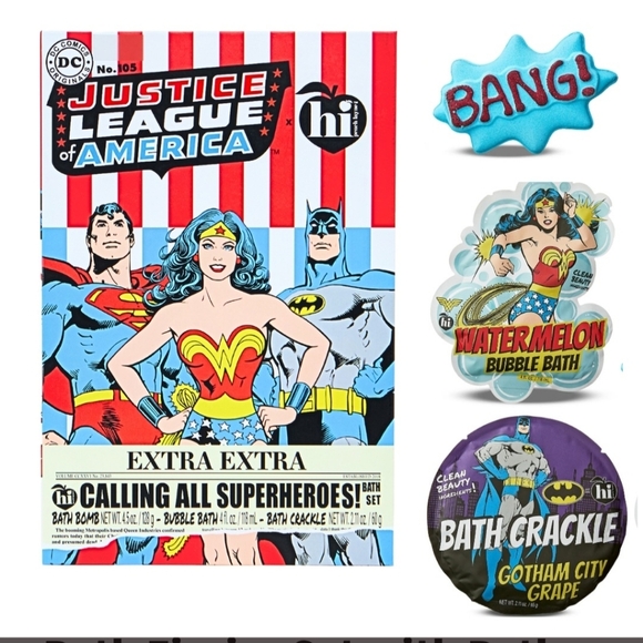 NEW Justice League x Hi Peach Layne Bath Set- Bath Bomb Bath Crackle Bubble Bath - Picture 6 of 6